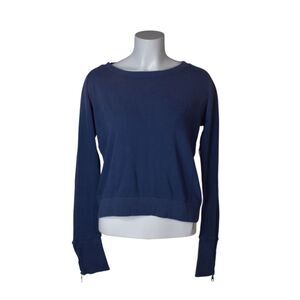 Soul Cycle Crewneck Sweatshirt Navy Zipper Sleeve NWT Womens Small